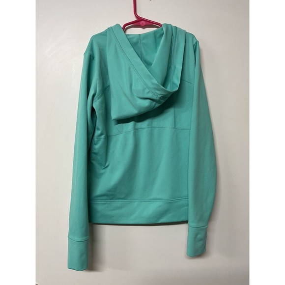Zella Active Hoodie Girls 14 Large Teal Green Fitted Pockets Full Zip Thumbholes - Picture 6 of 7